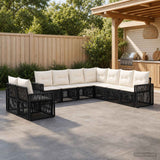 vidaXL Tuinbank Set 10 pcs Zwart en Crème Wit poly rattan