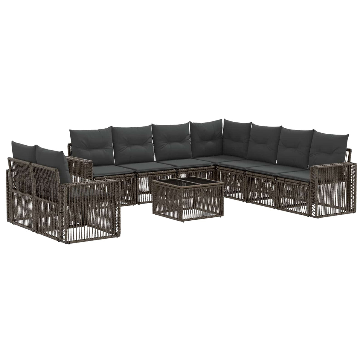 vidaXL Tuinbank Set 10 pcs Zwart en Crème Wit poly rattan