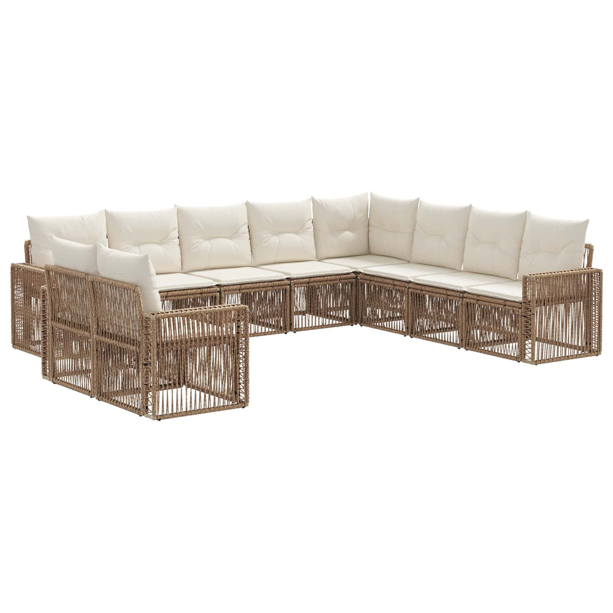 vidaXL Tuinbank Set 11 pcs Zwart en Crème Wit poly rattan