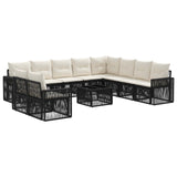 vidaXL Tuinbank Set 11 pcs Zwart en Crème Wit poly rattan