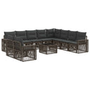 vidaXL Tuinbank Set 11 pcs Zwart en Crème Wit poly rattan