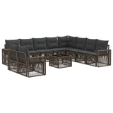 vidaXL Tuinbank Set 11 pcs Zwart en Crème Wit poly rattan
