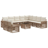 vidaXL Tuinbank Set 11 pcs Zwart en Crème Wit poly rattan