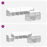 vidaXL Tuinbank Set 9 pcs Zwart en Crème Wit poly rattan