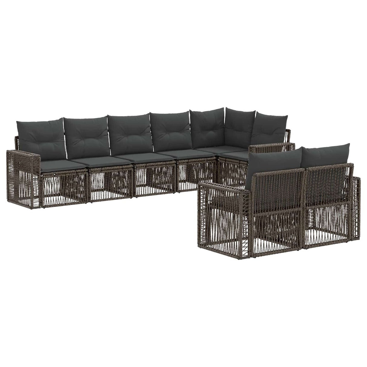 vidaXL Tuinbank Set 9 pcs Zwart en Crème Wit poly rattan