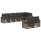 vidaXL Tuinbank Set 9 pcs Zwart en Crème Wit poly rattan