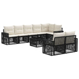 vidaXL Tuinbank Set 9 pcs Zwart en Crème Wit poly rattan