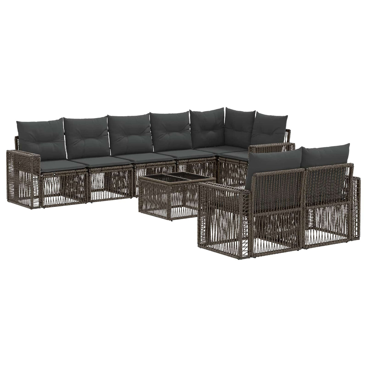 vidaXL Tuinbank Set 9 pcs Zwart en Crème Wit poly rattan