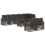 vidaXL Tuinbank Set 9 pcs Zwart en Crème Wit poly rattan