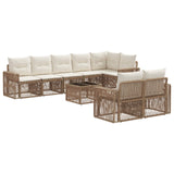 vidaXL Tuinbank Set 9 pcs Zwart en Crème Wit poly rattan