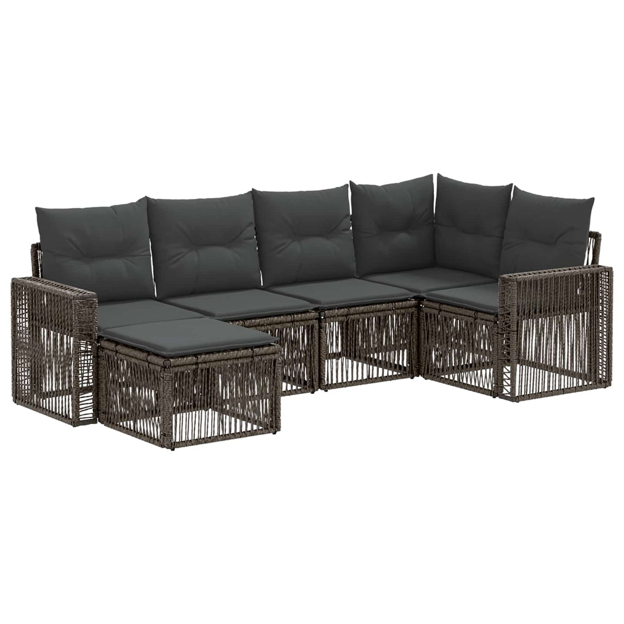 vidaXL Tuinbank Set 7 pcs Zwart en Crème Wit poly rattan