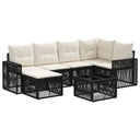 vidaXL Tuinbank Set 7 pcs Zwart en Crème Wit poly rattan
