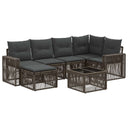 vidaXL Tuinbank Set 7 pcs Zwart en Crème Wit poly rattan