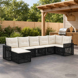 vidaXL Tuinbank Set 8 pcs Zwart en Crème Wit poly rattan