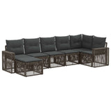 vidaXL Tuinbank Set 8 pcs Zwart en Crème Wit poly rattan