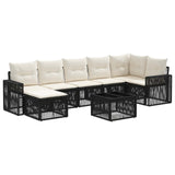 vidaXL Tuinbank Set 8 pcs Zwart en Crème Wit poly rattan