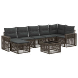 vidaXL Tuinbank Set 8 pcs Zwart en Crème Wit poly rattan