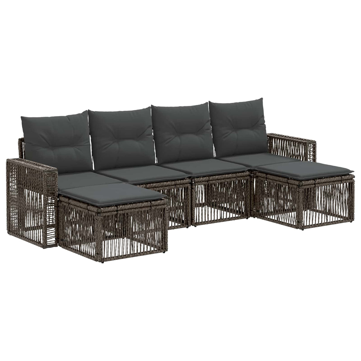 vidaXL Tuinbank Set 7 pcs Zwart en Crème Wit poly rattan