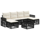 vidaXL Tuinbank Set 7 pcs Zwart en Crème Wit poly rattan