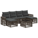 vidaXL Tuinbank Set 7 pcs Zwart en Crème Wit poly rattan