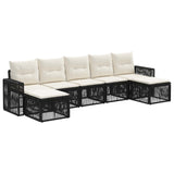 vidaXL Tuinbank Set 8 pcs Zwart en Crème Wit poly rattan