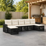 vidaXL Tuinbank Set 8 pcs Zwart en Crème Wit poly rattan