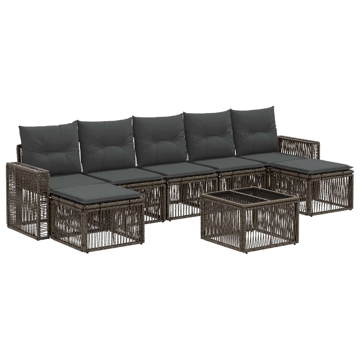 vidaXL Tuinbank Set 8 pcs Zwart en Crème Wit poly rattan