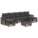 vidaXL Tuinbank Set 8 pcs Zwart en Crème Wit poly rattan