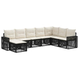 vidaXL Tuinbank Set 9 pcs Zwart en Crème Wit poly rattan