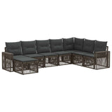 vidaXL Tuinbank Set 9 pcs Zwart en Crème Wit poly rattan