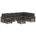 vidaXL Tuinbank Set 9 pcs Zwart en Crème Wit poly rattan