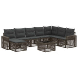 vidaXL Tuinbank Set 9 pcs Zwart en Crème Wit poly rattan