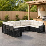 vidaXL Tuinbank Set 10 pcs Zwart en Crème Wit poly rattan