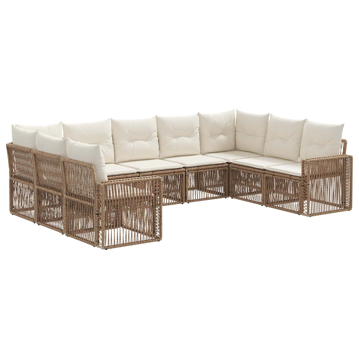 vidaXL Tuinbank Set 10 pcs Zwart en Crème Wit poly rattan