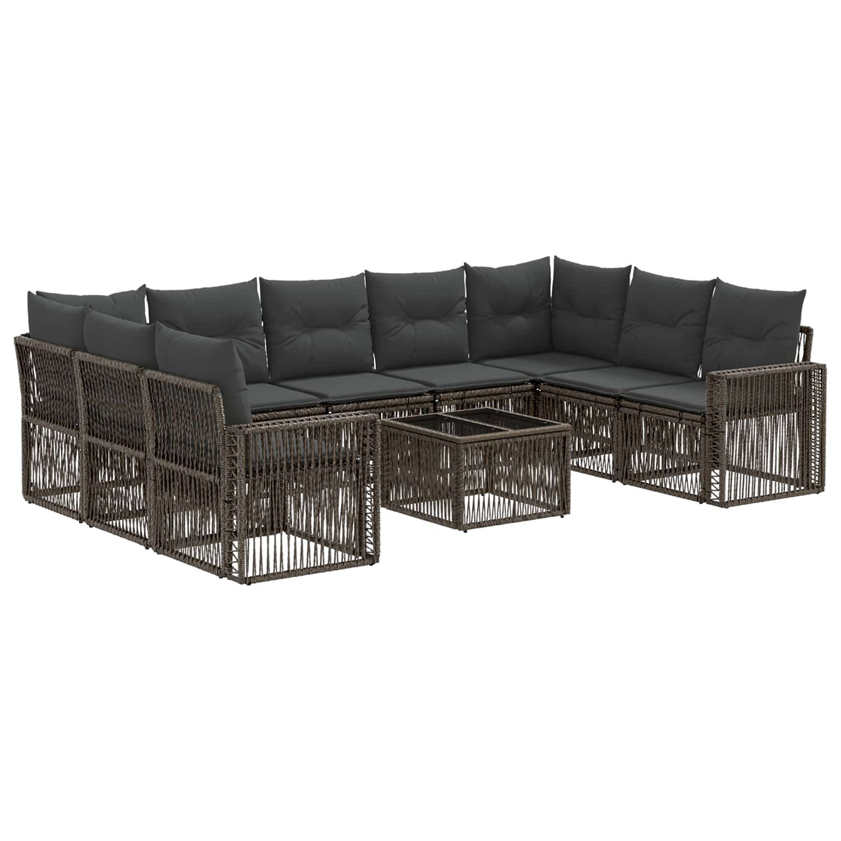vidaXL Tuinbank Set 10 pcs Zwart en Crème Wit poly rattan