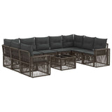 vidaXL Tuinbank Set 10 pcs Zwart en Crème Wit poly rattan
