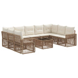 vidaXL Tuinbank Set 10 pcs Zwart en Crème Wit poly rattan