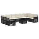 vidaXL Garden Lounge Set 11 pcs Black and Cream White Poly Rattan