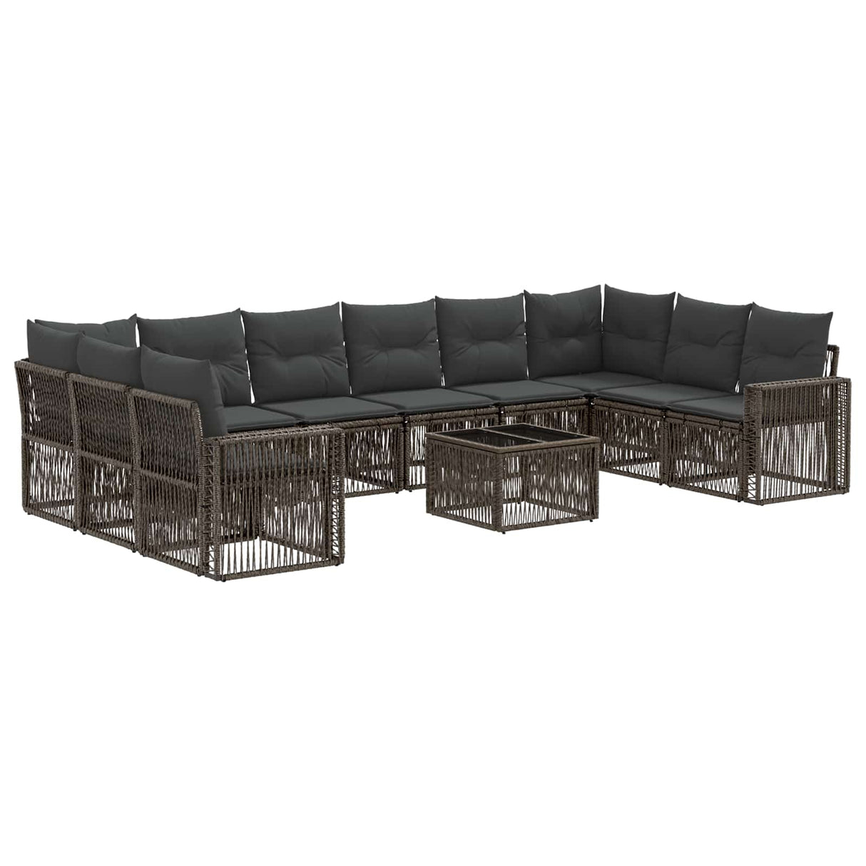 vidaXL Garden Lounge Set 11 pcs Black and Cream White Poly Rattan