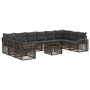 vidaXL Garden Lounge Set 11 pcs Black and Cream White Poly Rattan