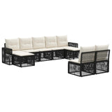 vidaXL Tuinbank Set 10 pcs Zwart en Crème Wit poly rattan