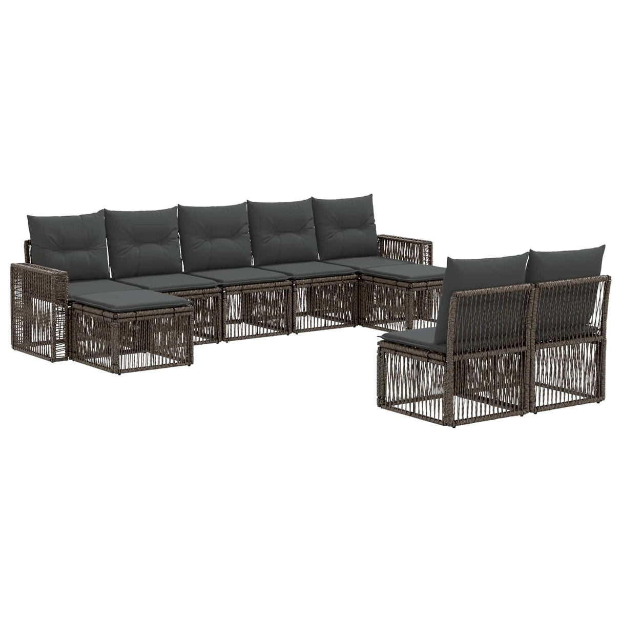 vidaXL Tuinbank Set 10 pcs Zwart en Crème Wit poly rattan