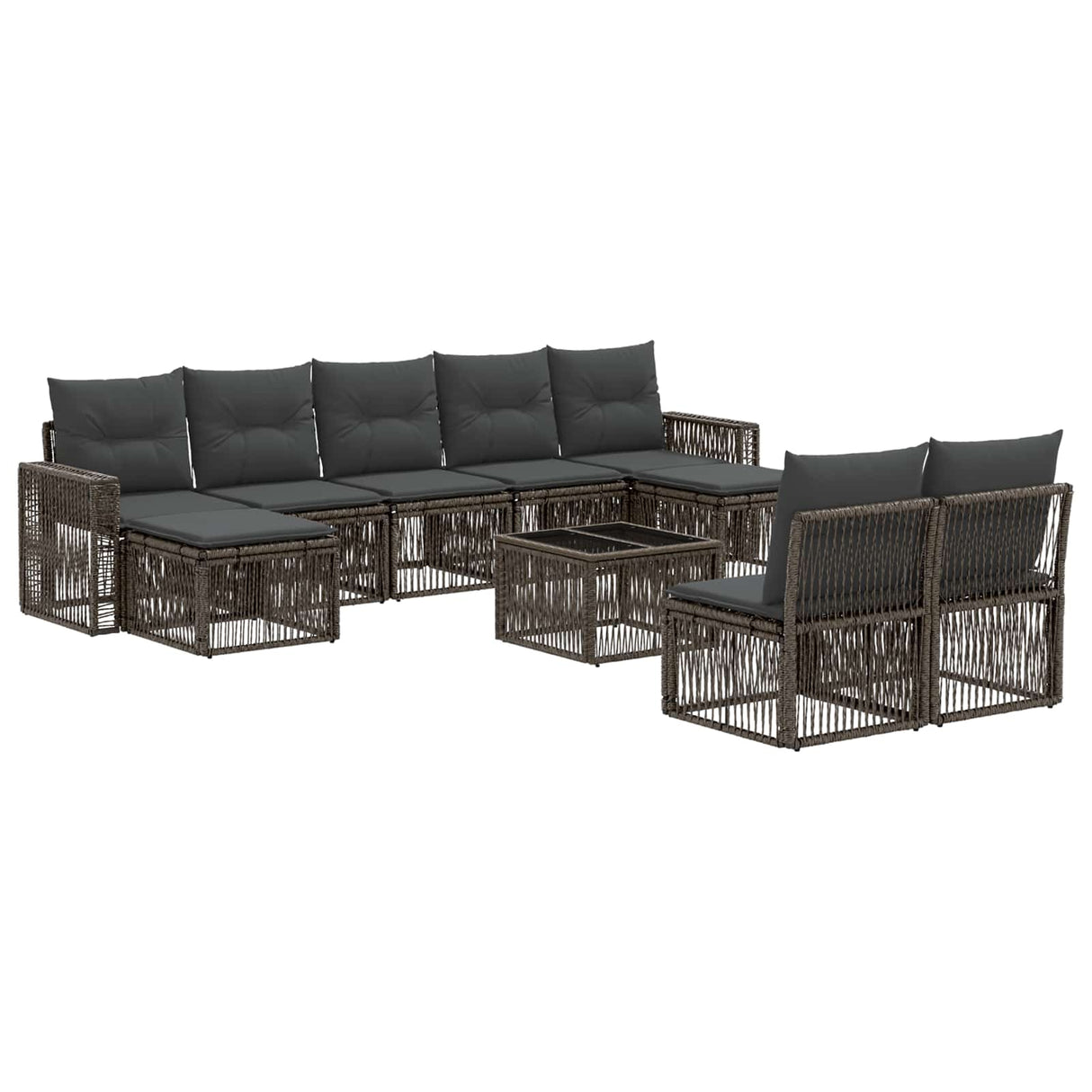 vidaXL Tuinbank Set 10 pcs Zwart en Crème Wit poly rattan