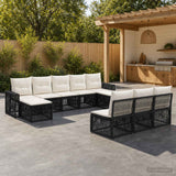 vidaXL Tuinbank Set 11 pcs Zwart en Crème Wit poly rattan