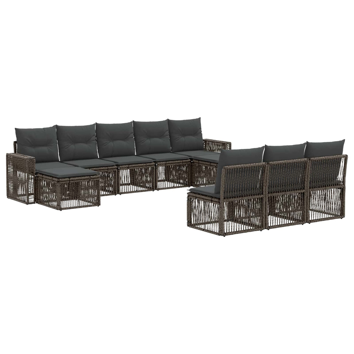 vidaXL Tuinbank Set 11 pcs Zwart en Crème Wit poly rattan