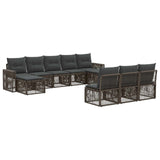 vidaXL Tuinbank Set 11 pcs Zwart en Crème Wit poly rattan