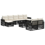 vidaXL Tuinbank Set 10 pcs Zwart en Crème Wit poly rattan