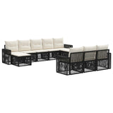 vidaXL Tuinbank Set 11 pcs Zwart en Crème Wit poly rattan