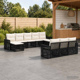 vidaXL Tuinbank Set 11 pcs Zwart en Crème Wit poly rattan