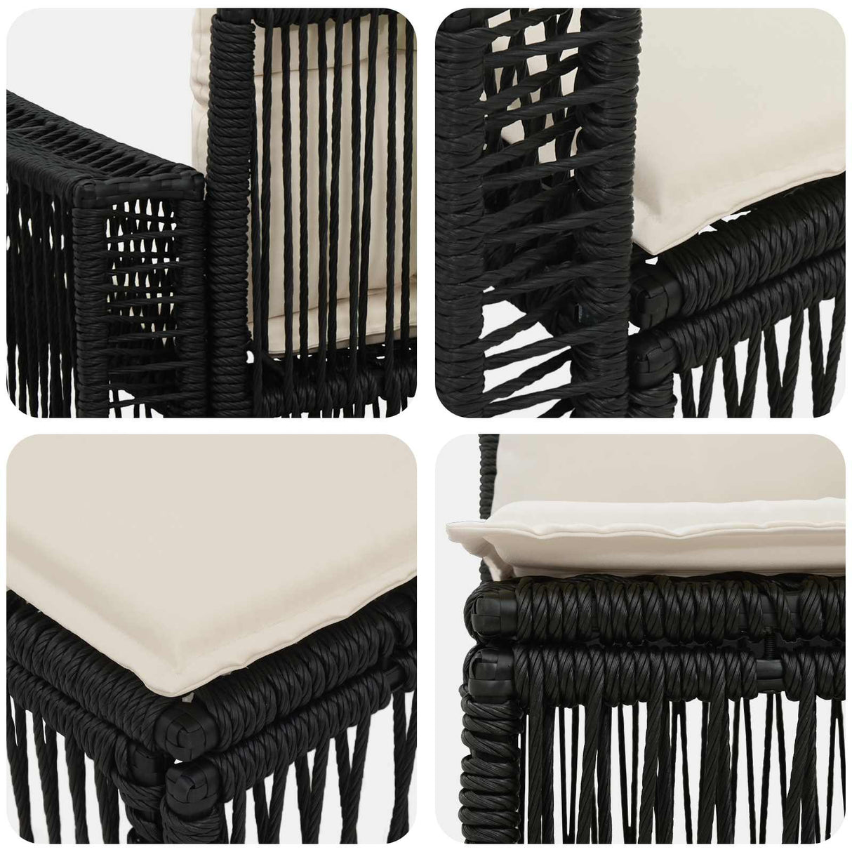vidaXL Tuinbank Set 11 pcs Zwart en Crème Wit poly rattan